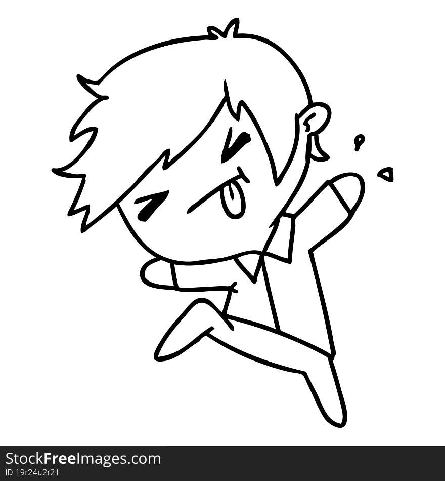 line drawing illustration of a kawaii cute boy. line drawing illustration of a kawaii cute boy