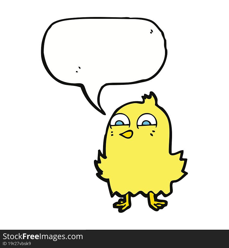 Funny Cartoon Bird With Speech Bubble