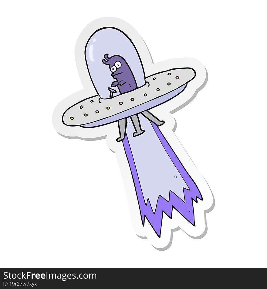 sticker of a cartoon flying saucer