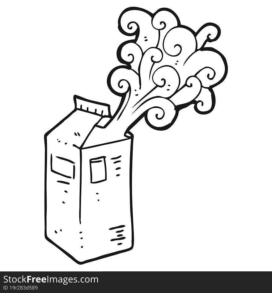 Black And White Cartoon Milk Carton Exploding