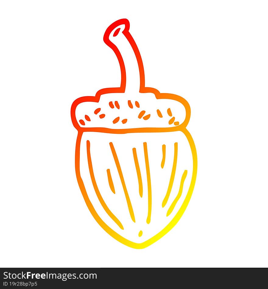 warm gradient line drawing cartoon acorn