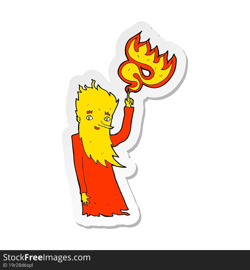 sticker of a cartoon fire spirit