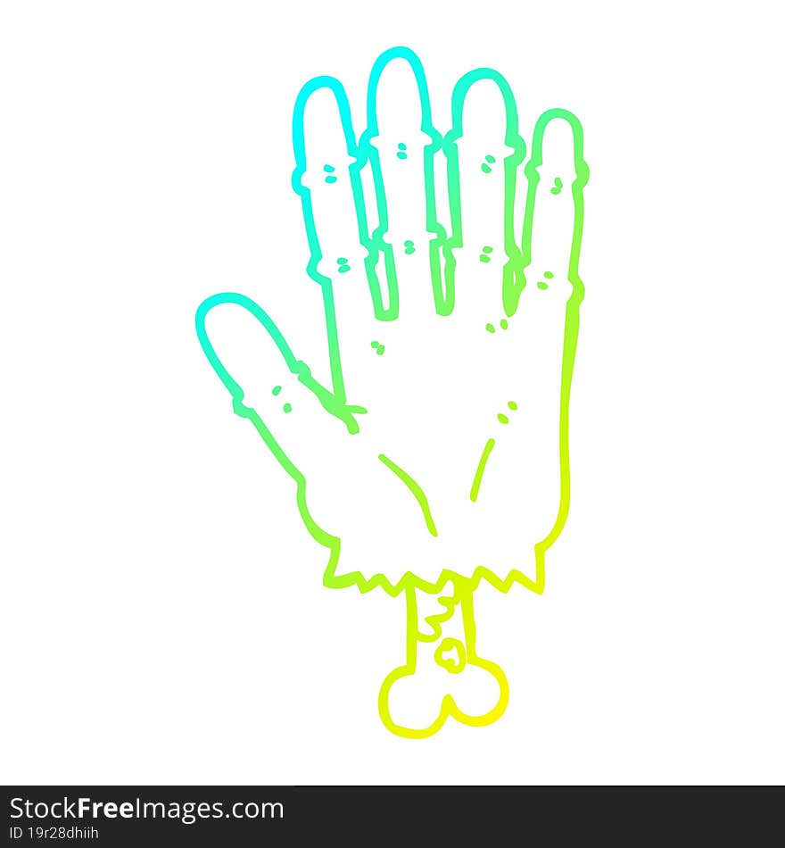 cold gradient line drawing of a cartoon zombie hand