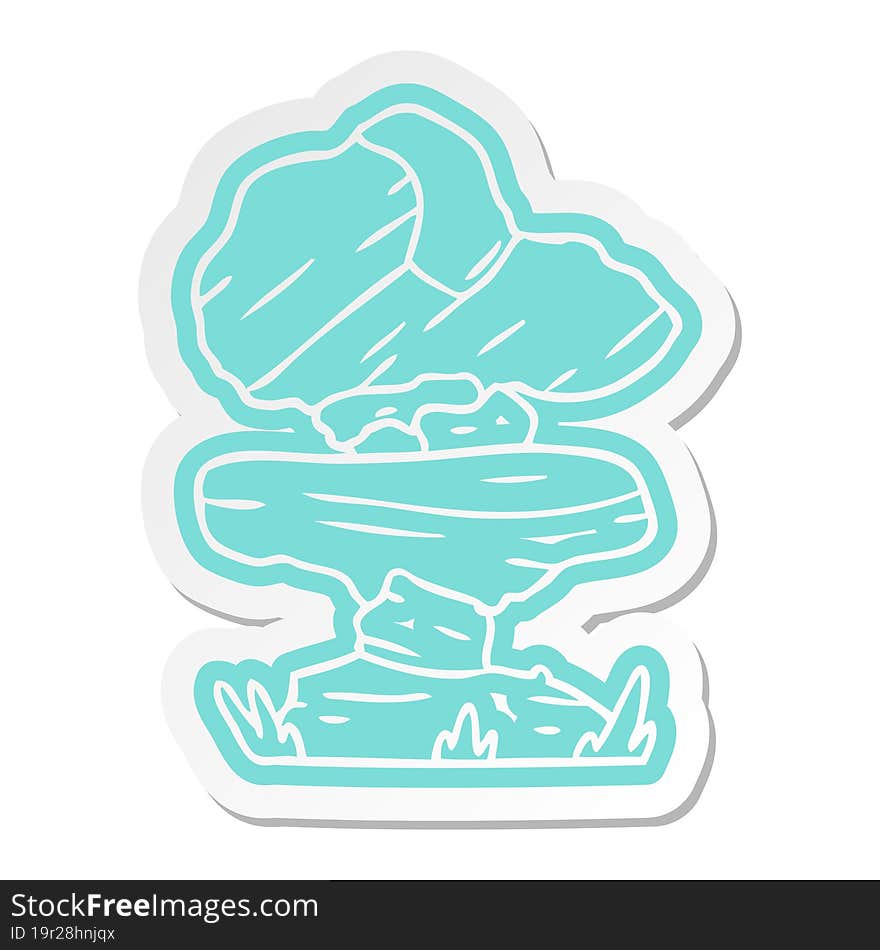 cartoon sticker of grey stone boulders