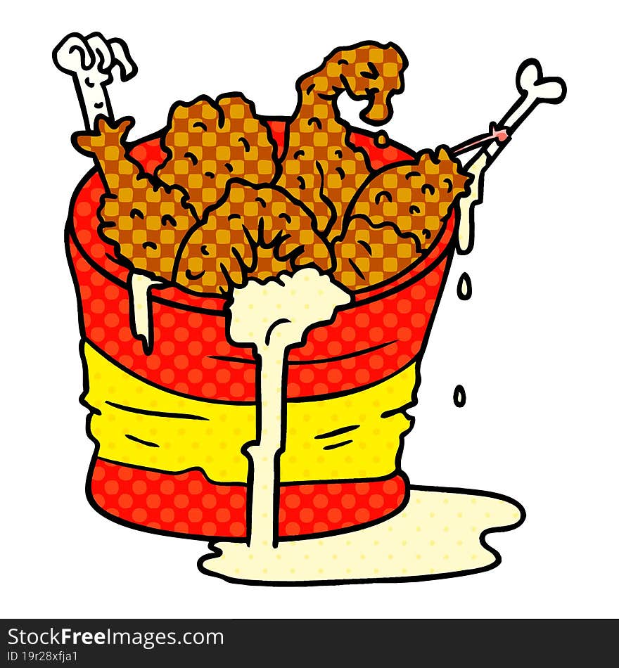 cartoon doodle bucket of fried chicken