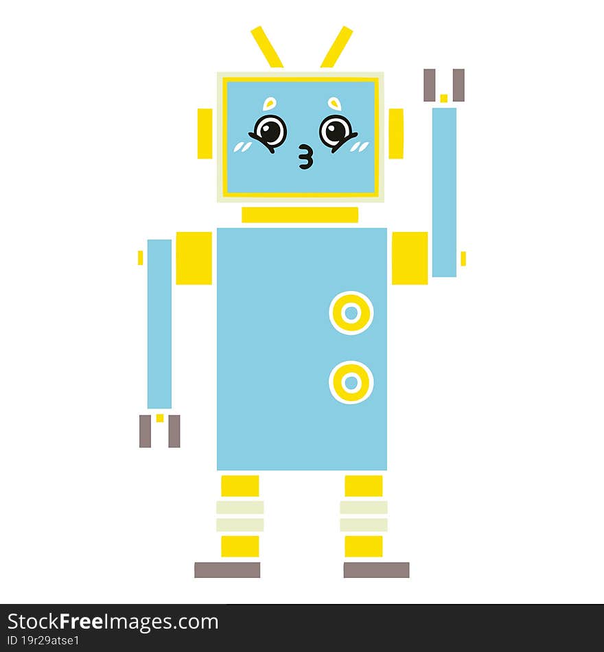 Flat Color Retro Cartoon Robot