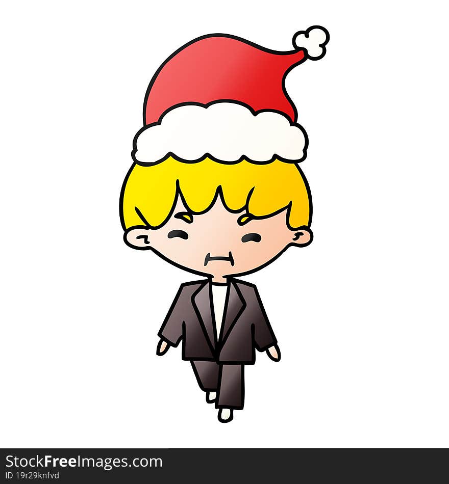 christmas gradient cartoon of kawaii boy