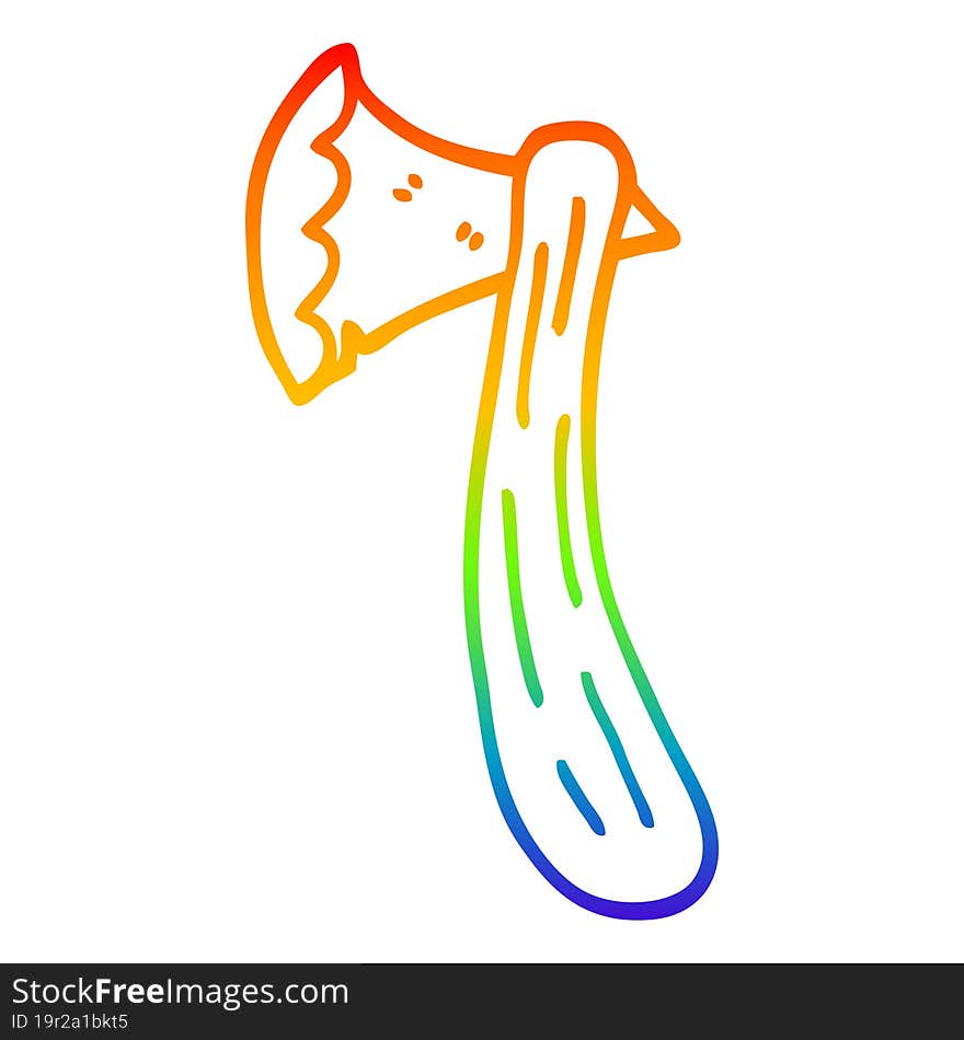 Rainbow Gradient Line Drawing Cartoon Axe