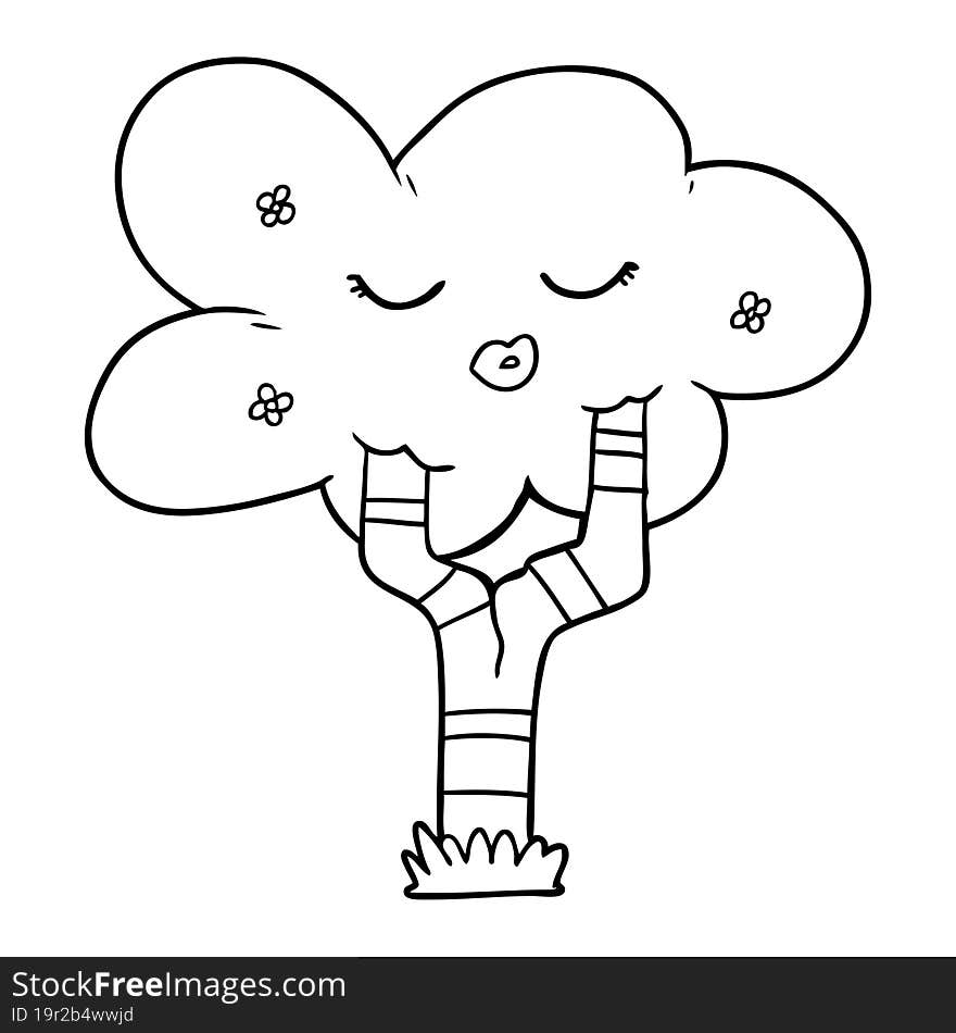 cartoon tree with face. cartoon tree with face