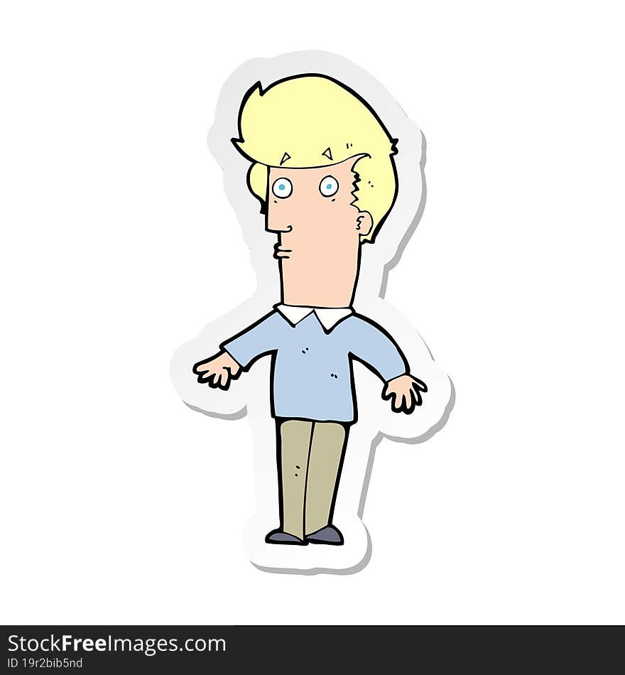 sticker of a cartoon startled man