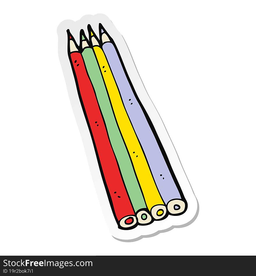 sticker of a cartoon colored pencils