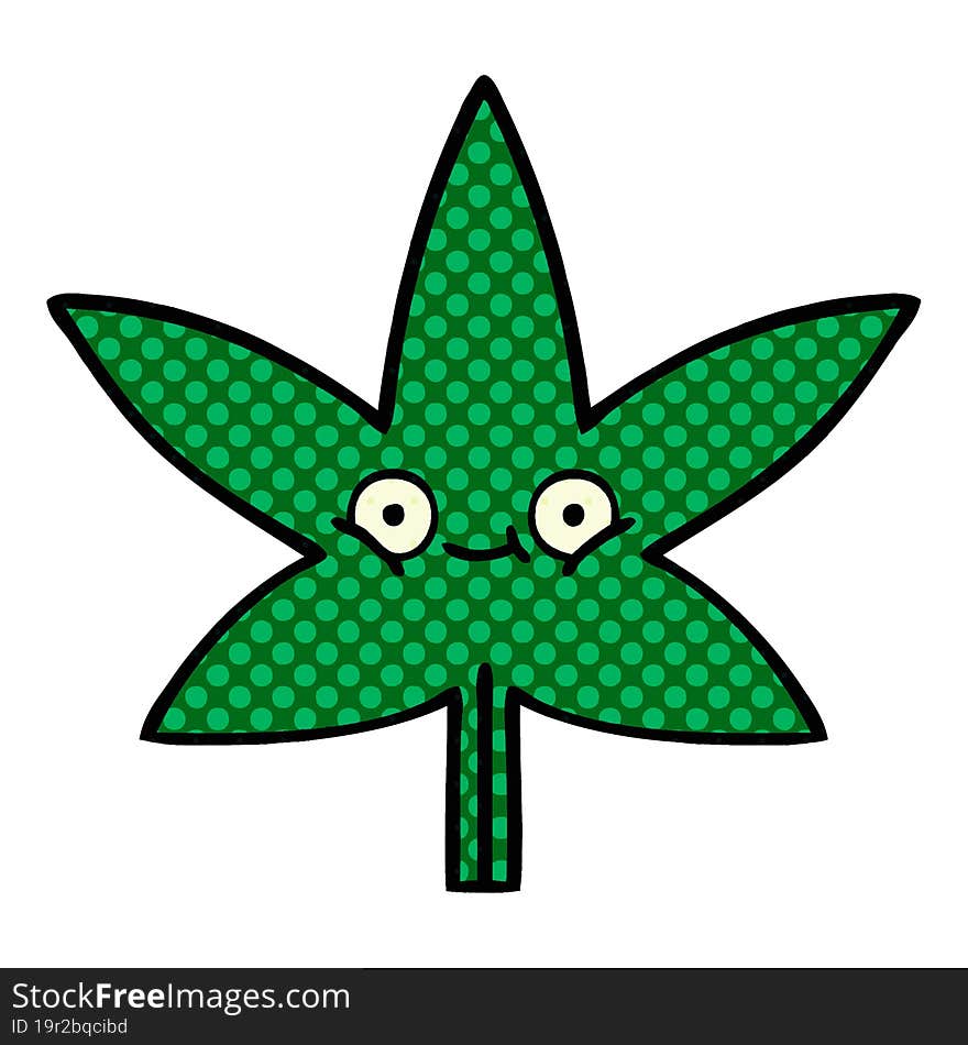 Comic Book Style Cartoon Marijuana Leaf