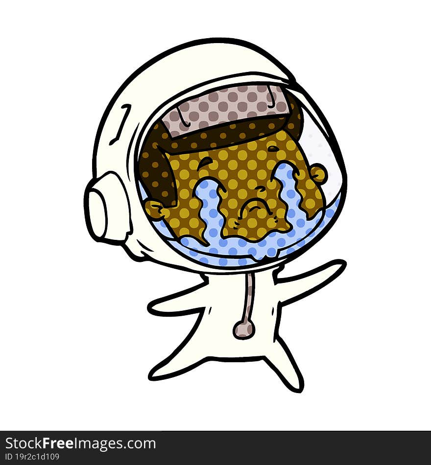 cartoon crying astronaut. cartoon crying astronaut