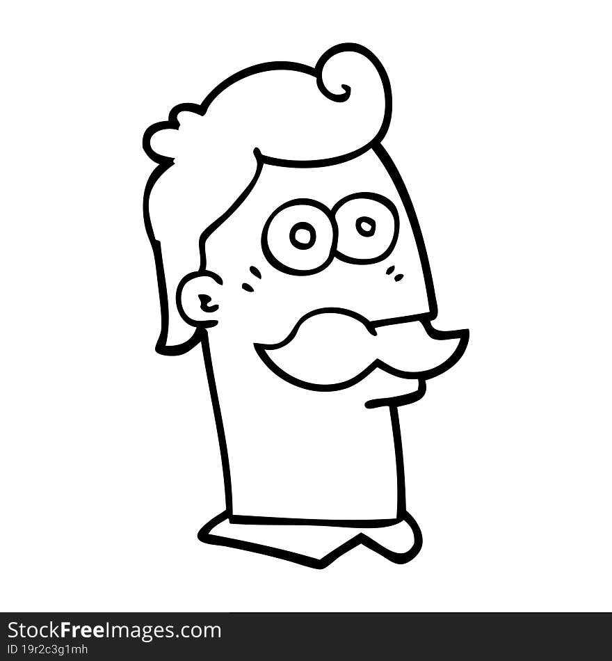 line drawing cartoon man with mustache