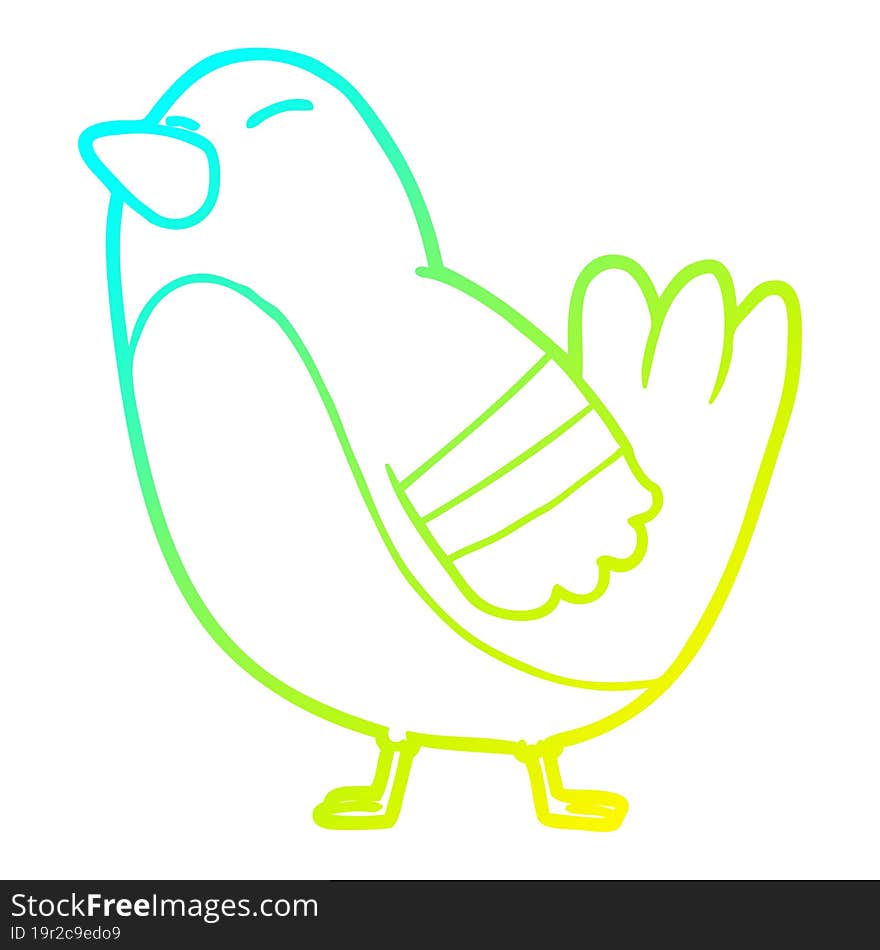 cold gradient line drawing of a cartoon bird