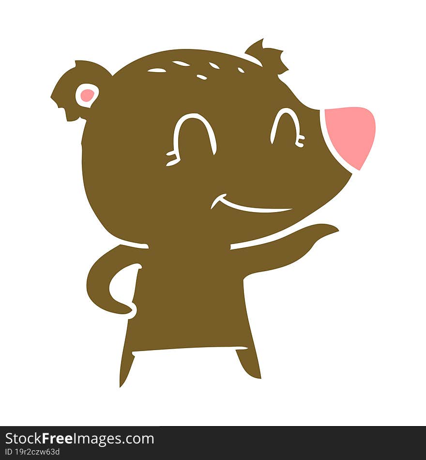 friendly bear flat color style cartoon