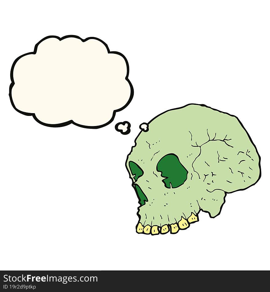 Cartoon Spooky Skull With Thought Bubble