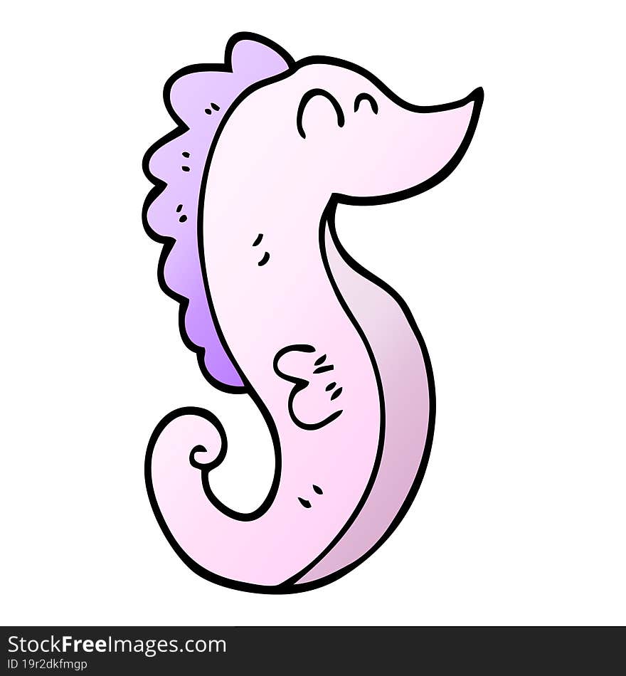 cartoon doodle sea horse