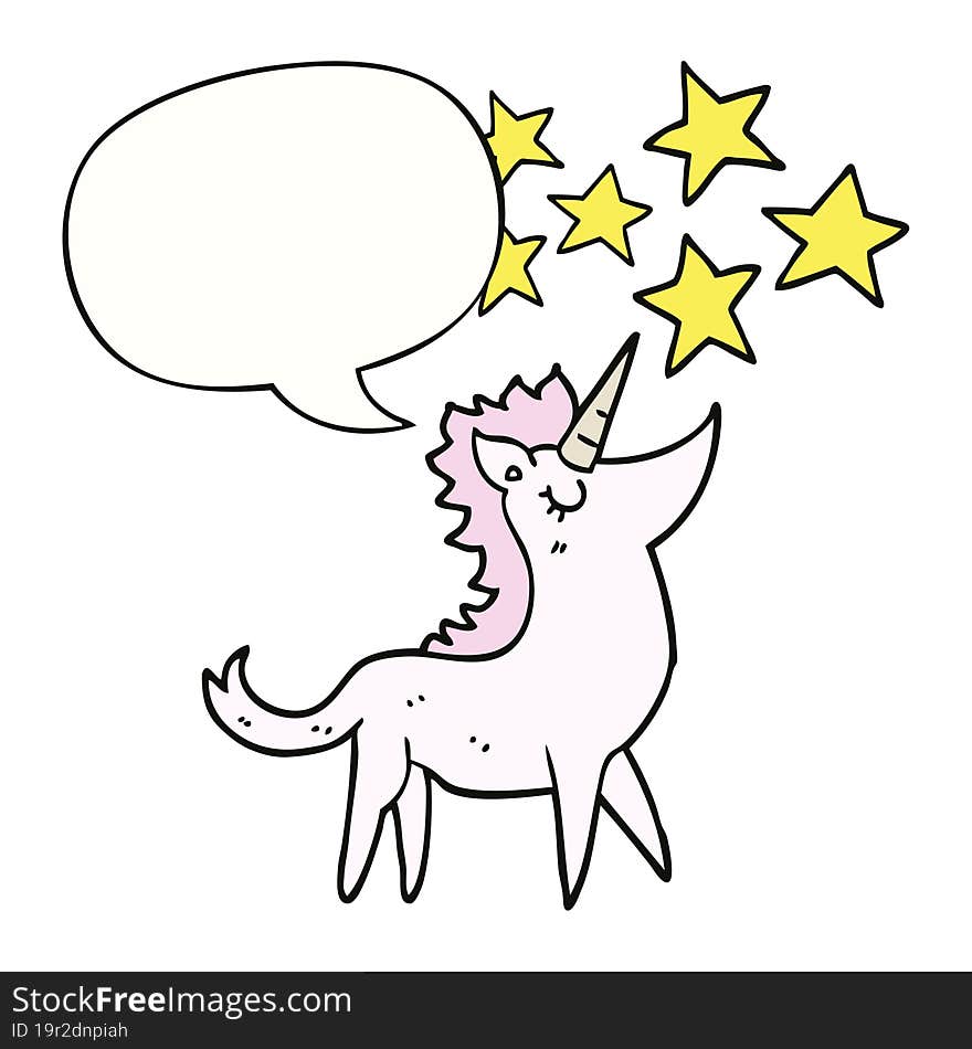 Cartoon Unicorn And Speech Bubble