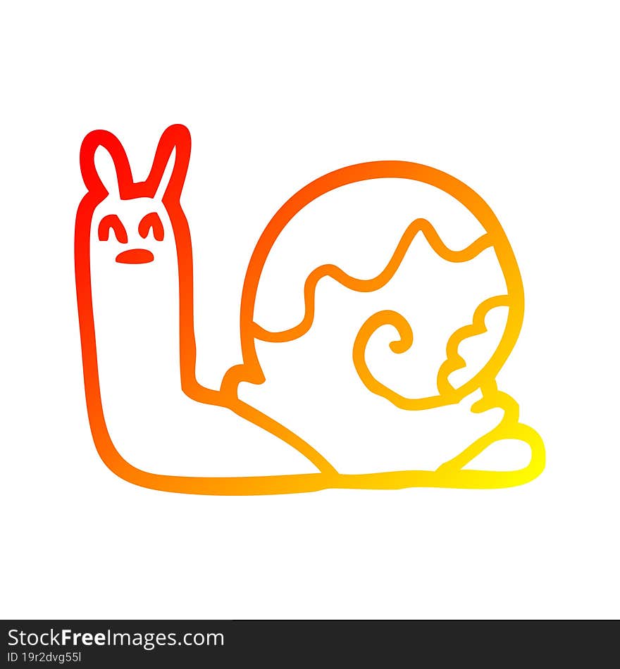 Warm Gradient Line Drawing Cartoon Snail