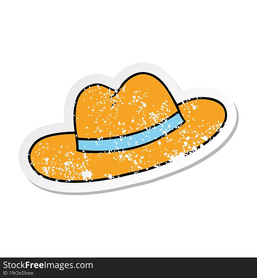 Distressed Sticker Cartoon Doodle Of A Hat