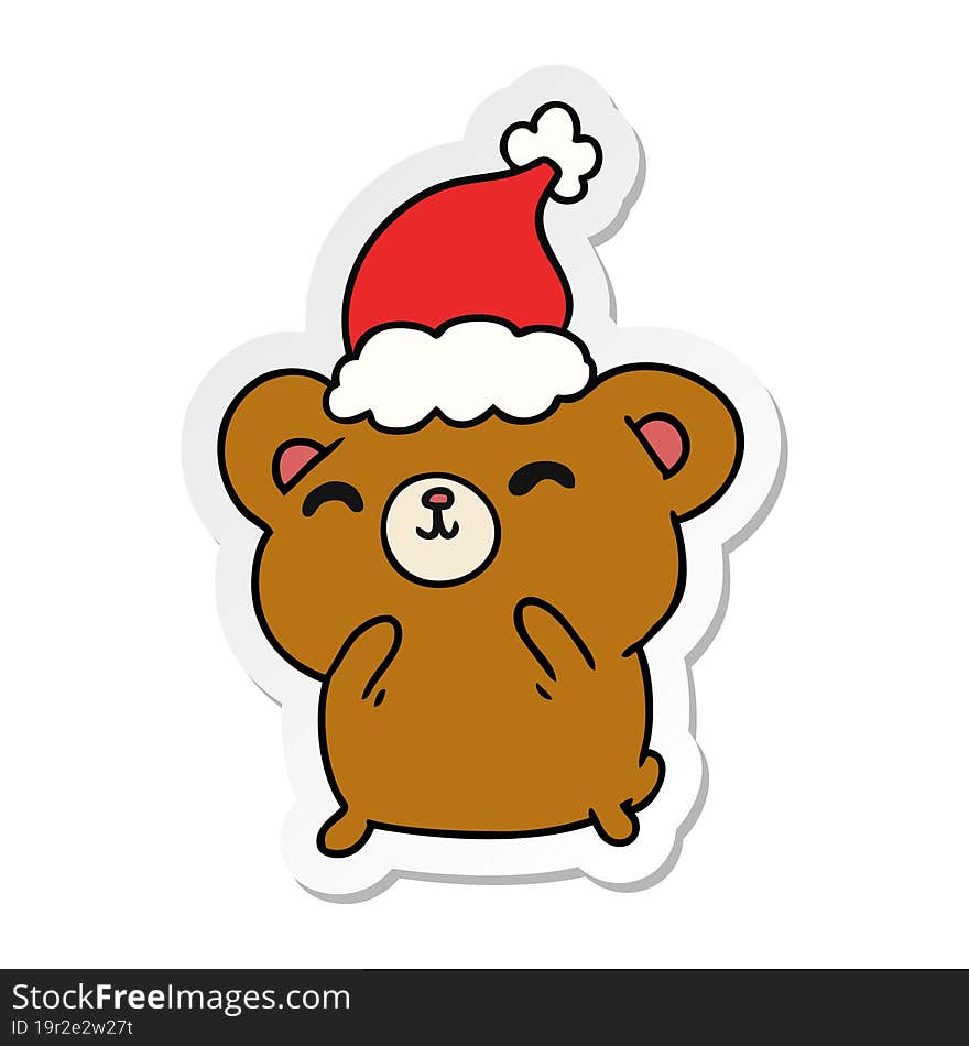 christmas sticker cartoon of kawaii bear