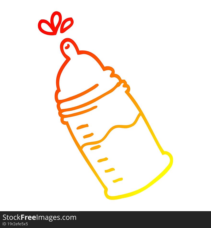 Warm Gradient Line Drawing Cartoon Baby Bottle