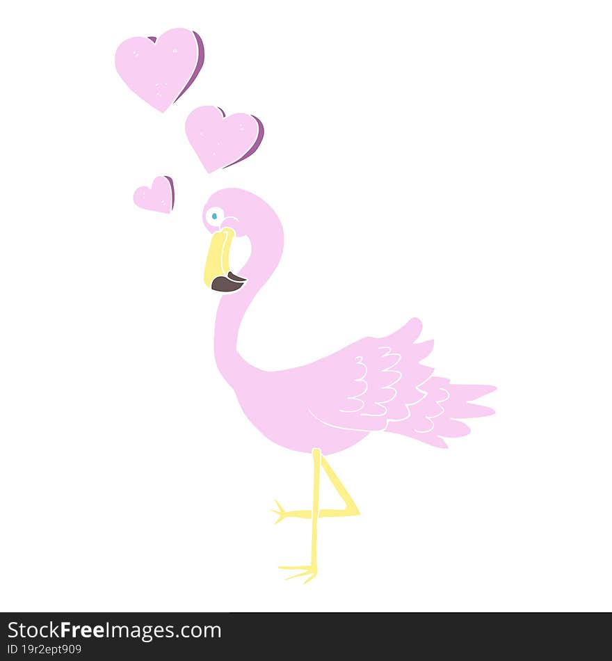 flat color illustration of flamingo in love. flat color illustration of flamingo in love