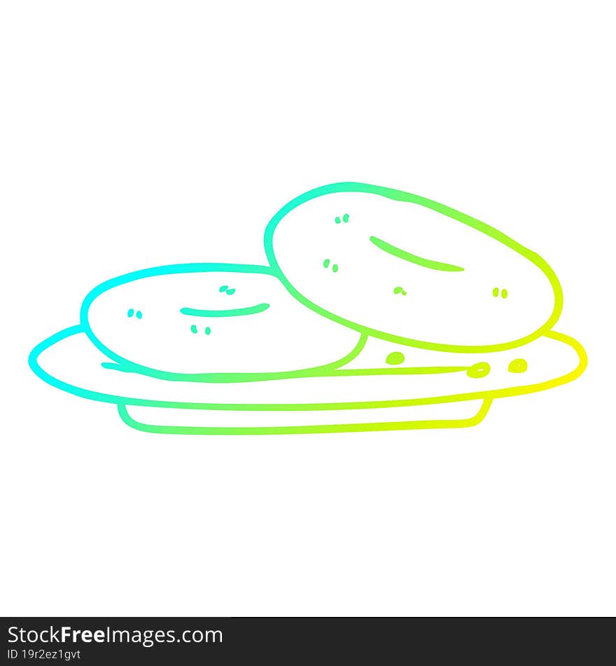 cold gradient line drawing cartoon donuts