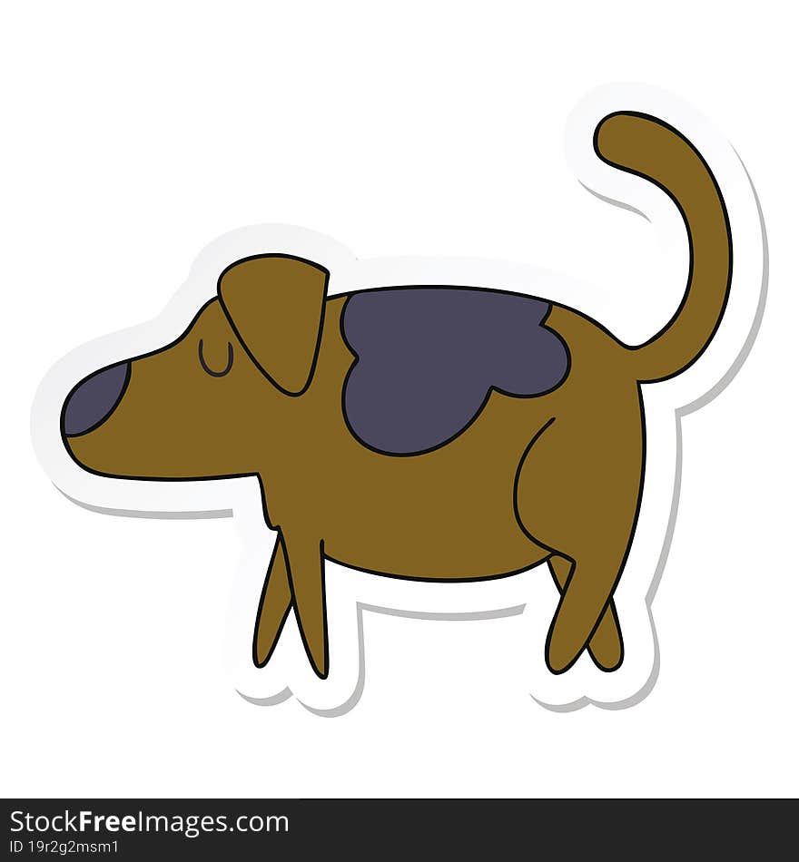 sticker of a quirky hand drawn cartoon dog