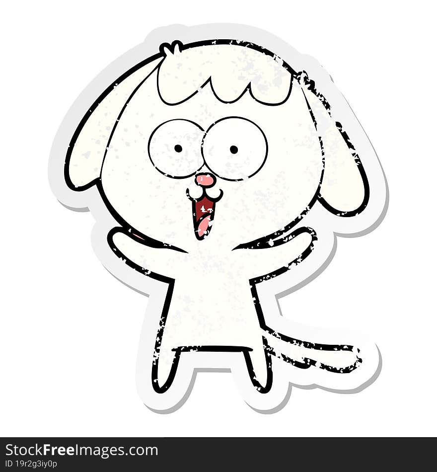 distressed sticker of a cute cartoon dog