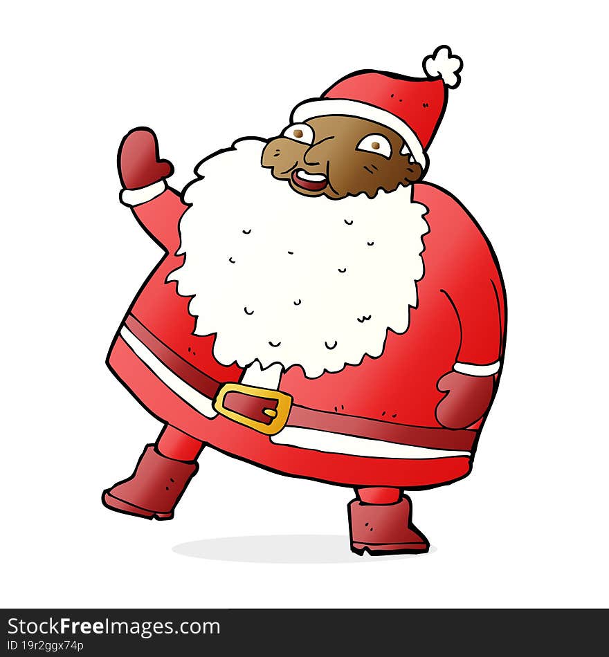 Funny Waving Santa Claus Cartoon