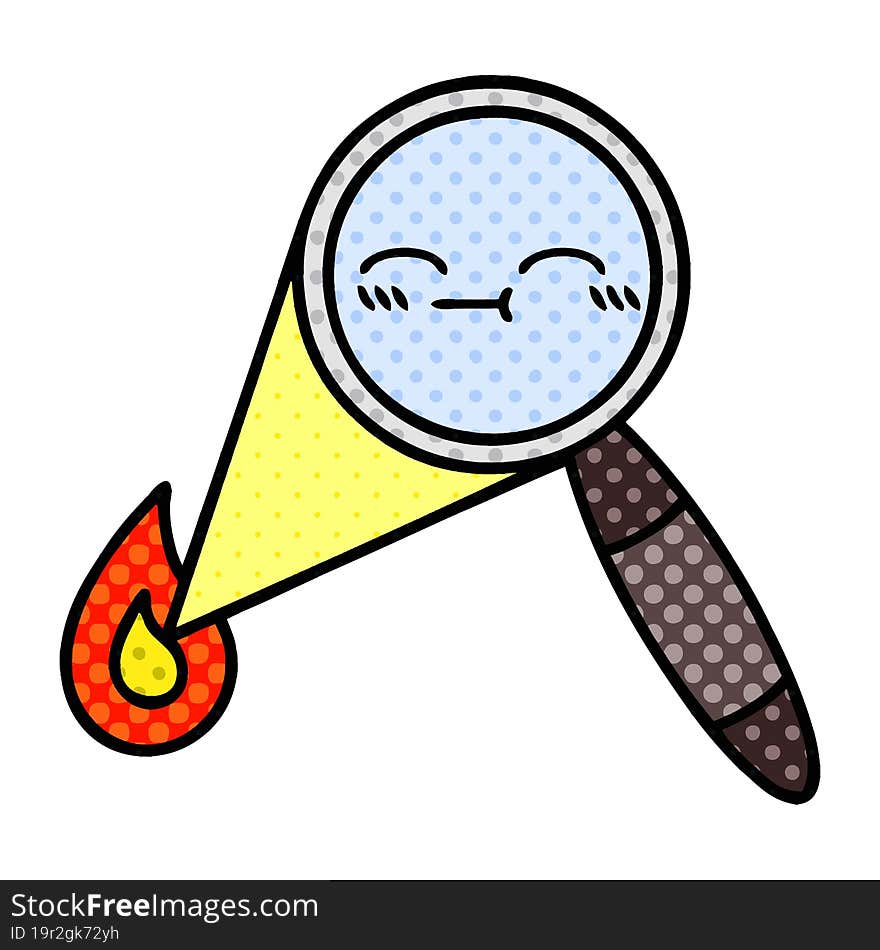 Comic Book Style Cartoon Magnifying Glass