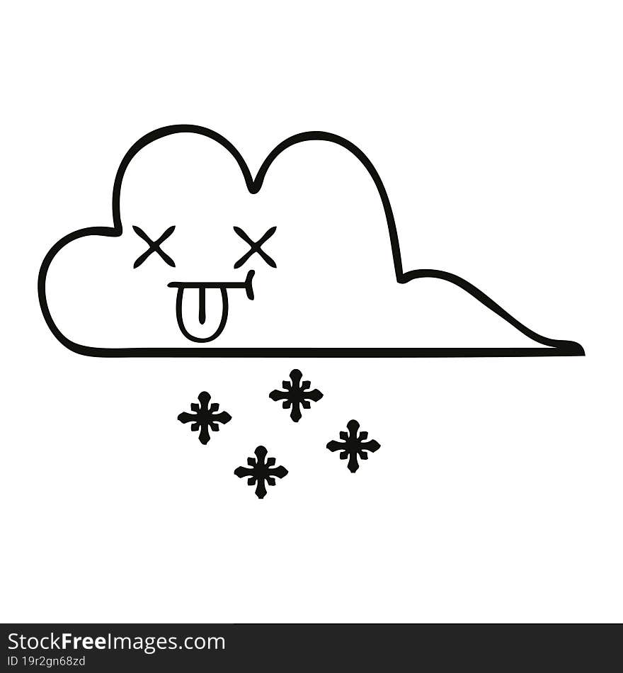 line drawing cartoon storm snow cloud