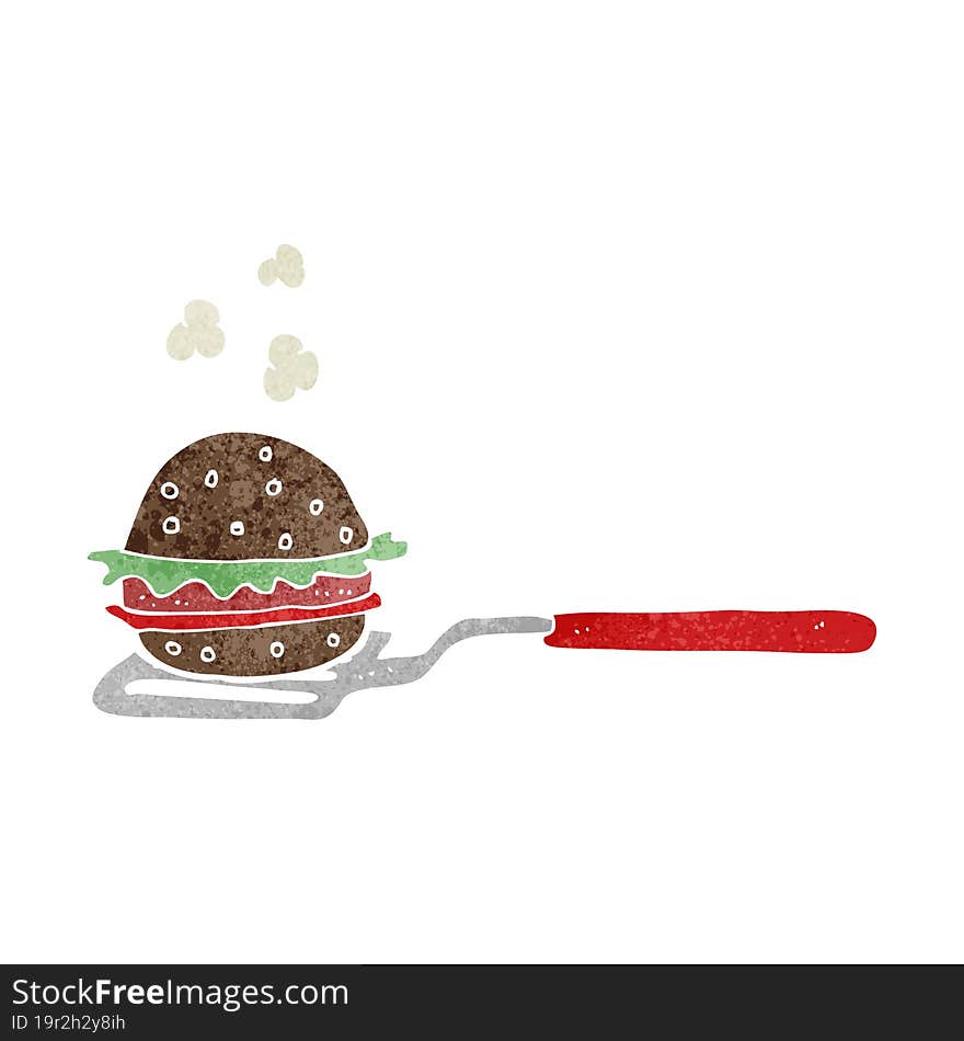 retro cartoon spatula with burger