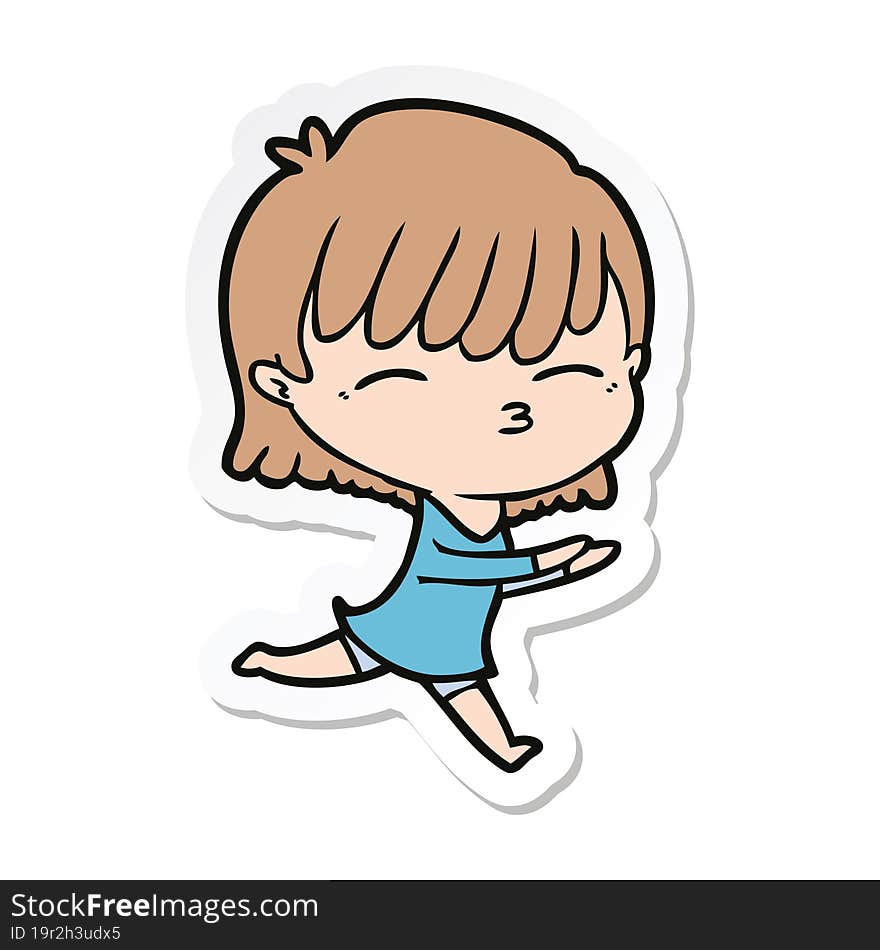 sticker of a cartoon woman