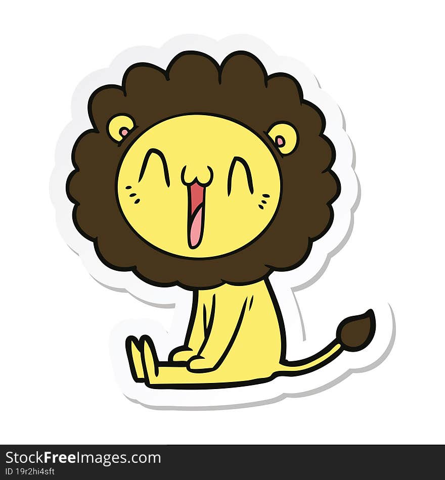 sticker of a happy cartoon lion