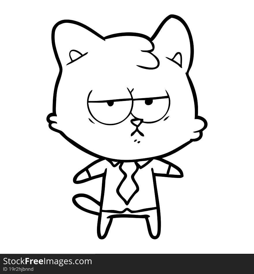 bored cartoon cat. bored cartoon cat