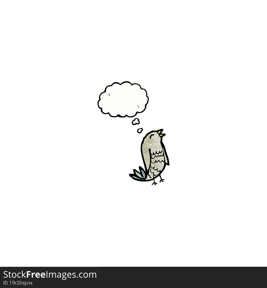 cartoon bird with thought bubble