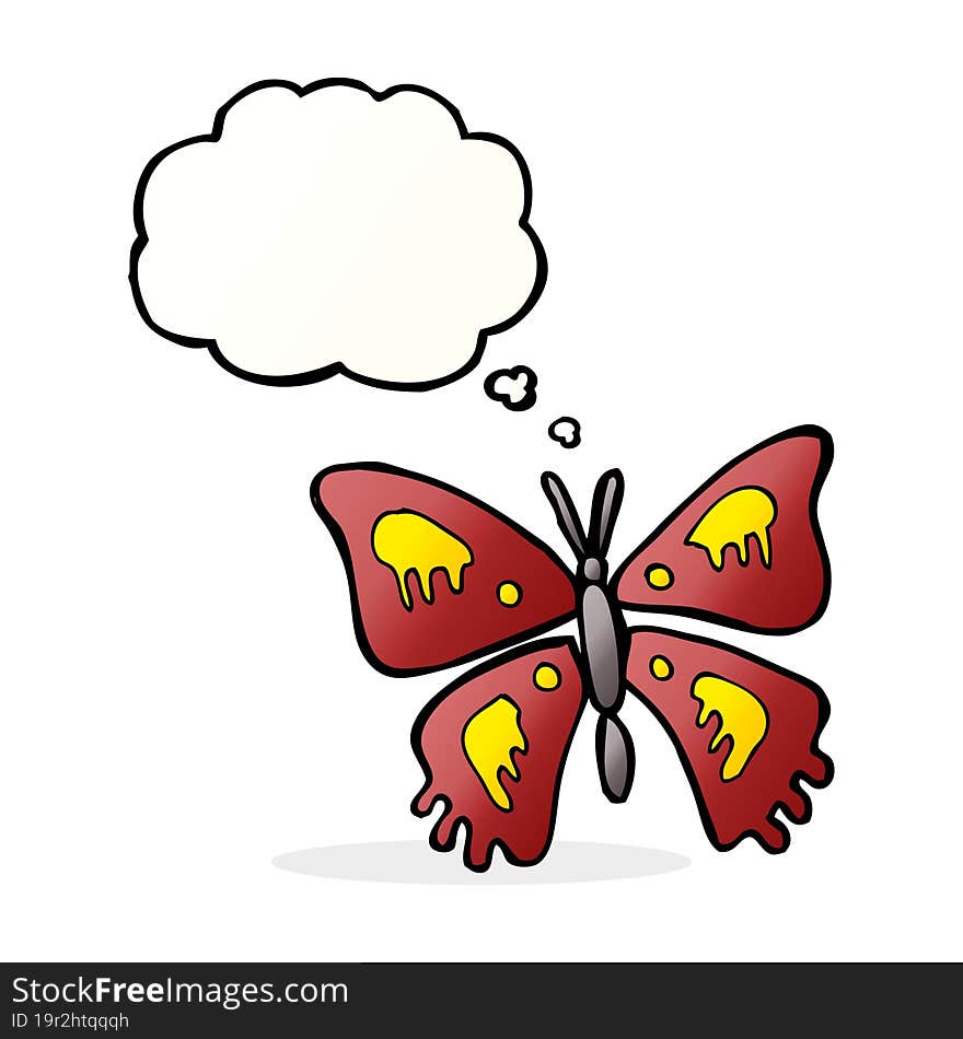 cartoon butterfly with thought bubble