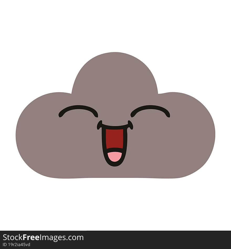 flat color retro cartoon storm cloud