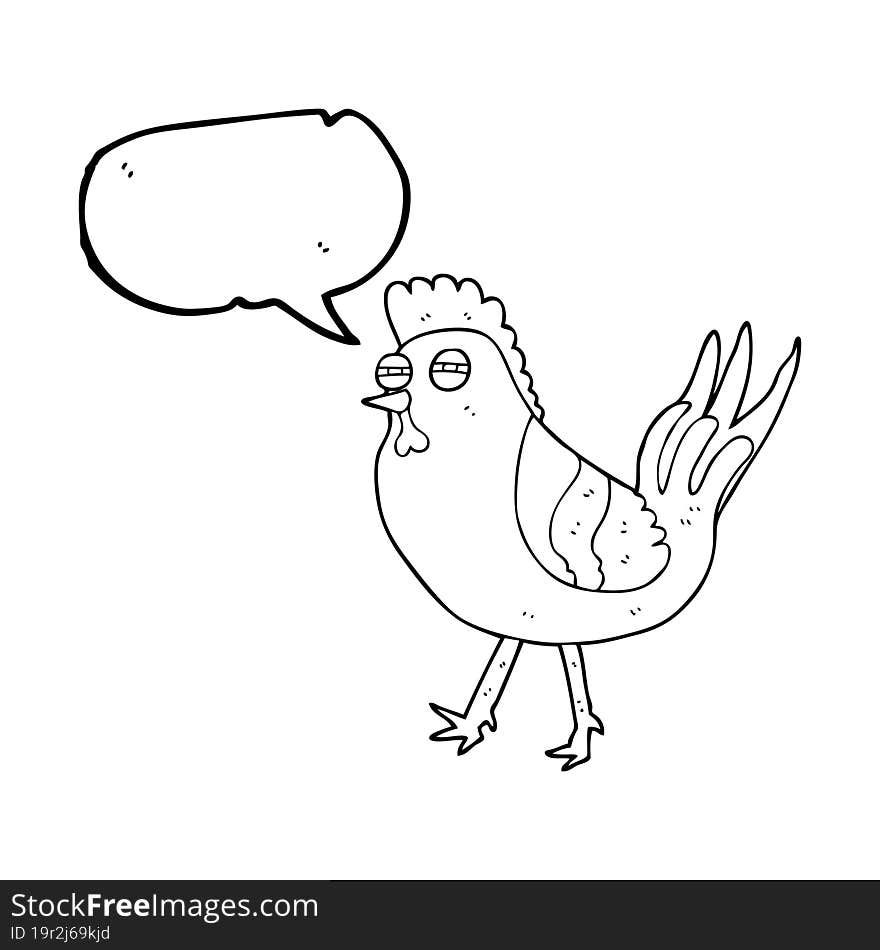 freehand drawn speech bubble cartoon chicken