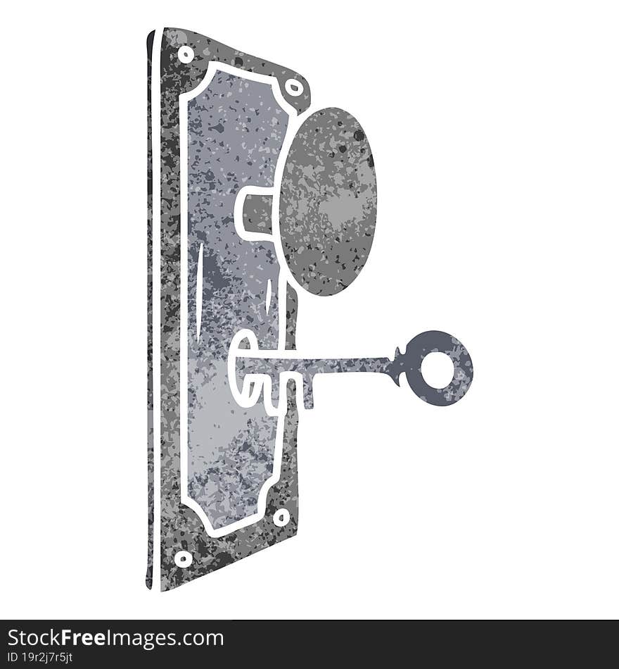 retro cartoon doodle of a door handle