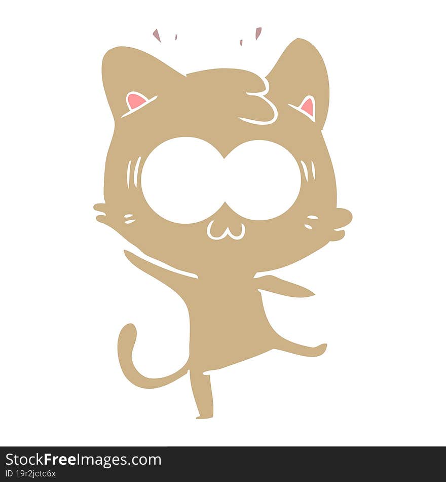 flat color style cartoon surprised cat