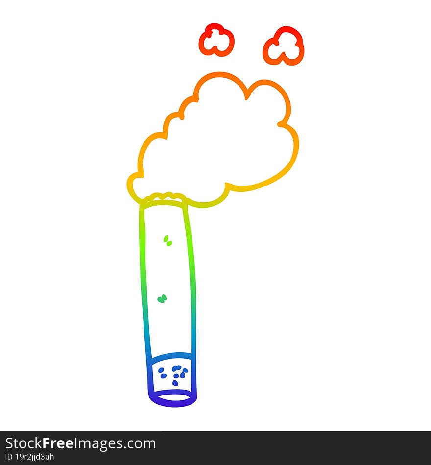 rainbow gradient line drawing cartoon cigarette