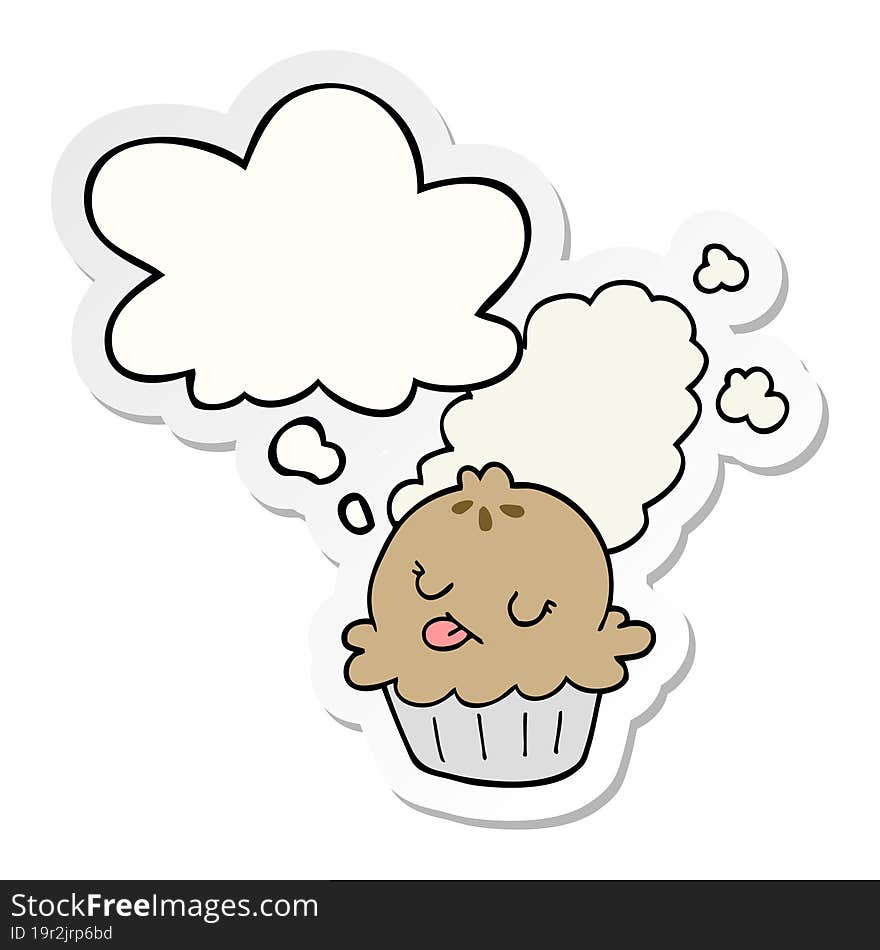 cute cartoon pie and thought bubble as a printed sticker