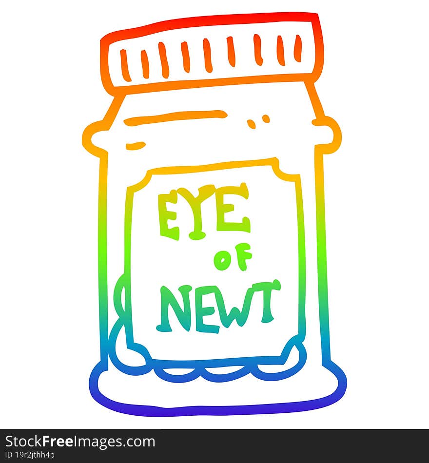 Rainbow Gradient Line Drawing Cartoon Eye Of Newt Bottle