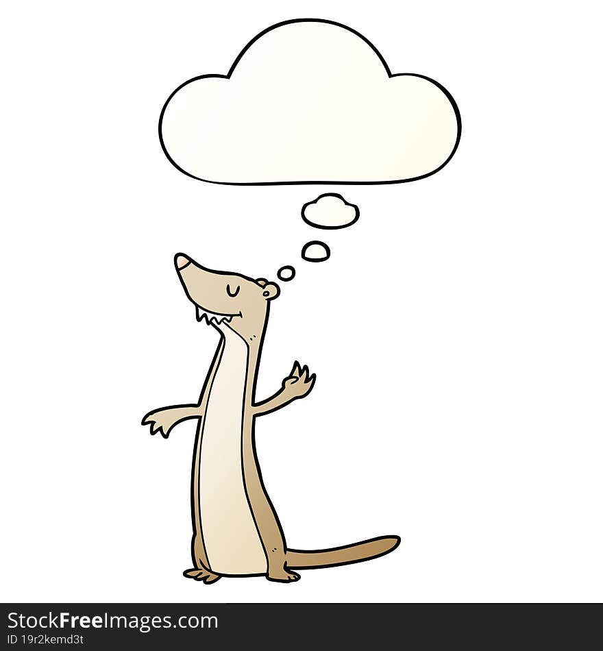 Cartoon Weasel And Thought Bubble In Smooth Gradient Style