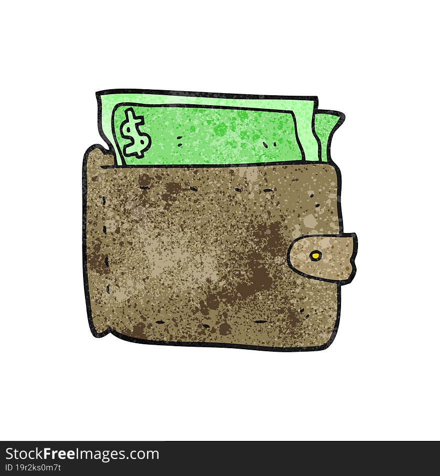 Textured Cartoon Wallet Full Of Money