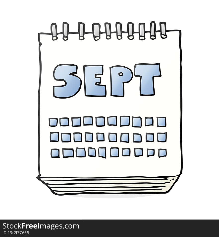 Cartoon Calendar Showing Month Of September